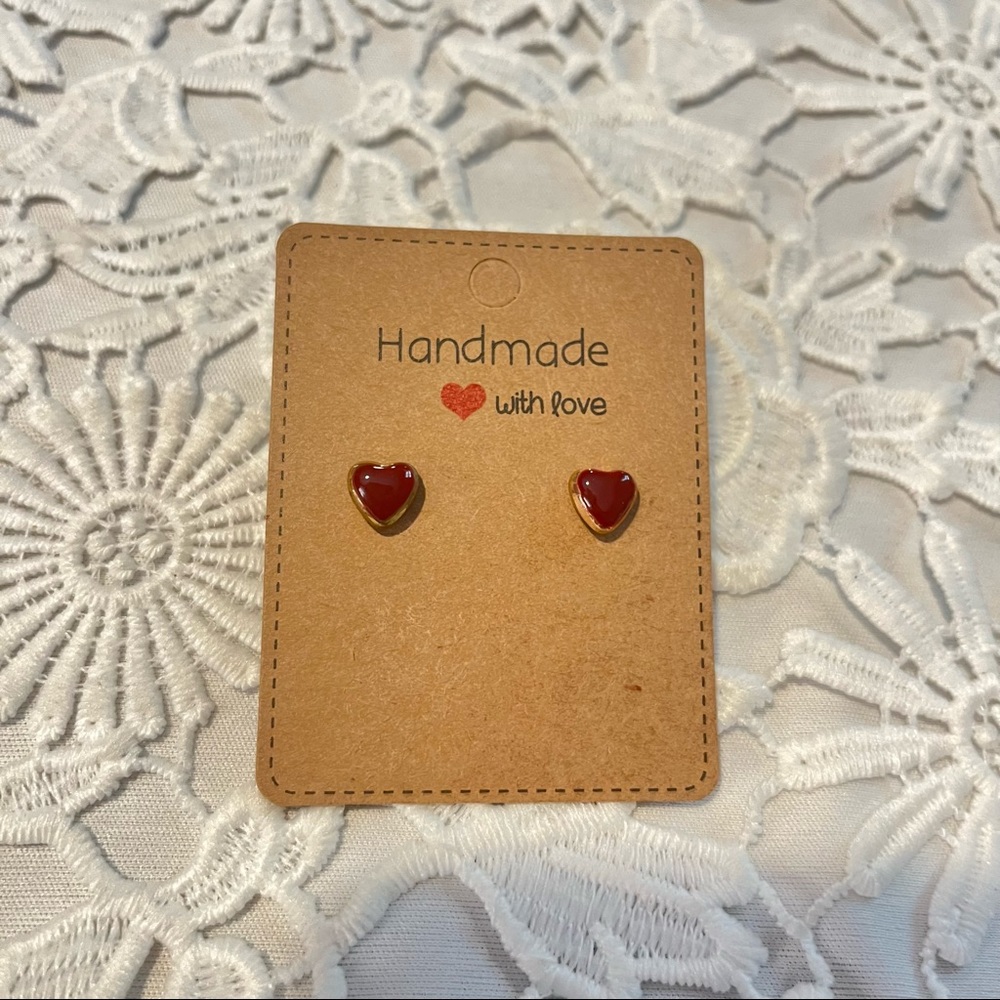 Handmade heart studs
